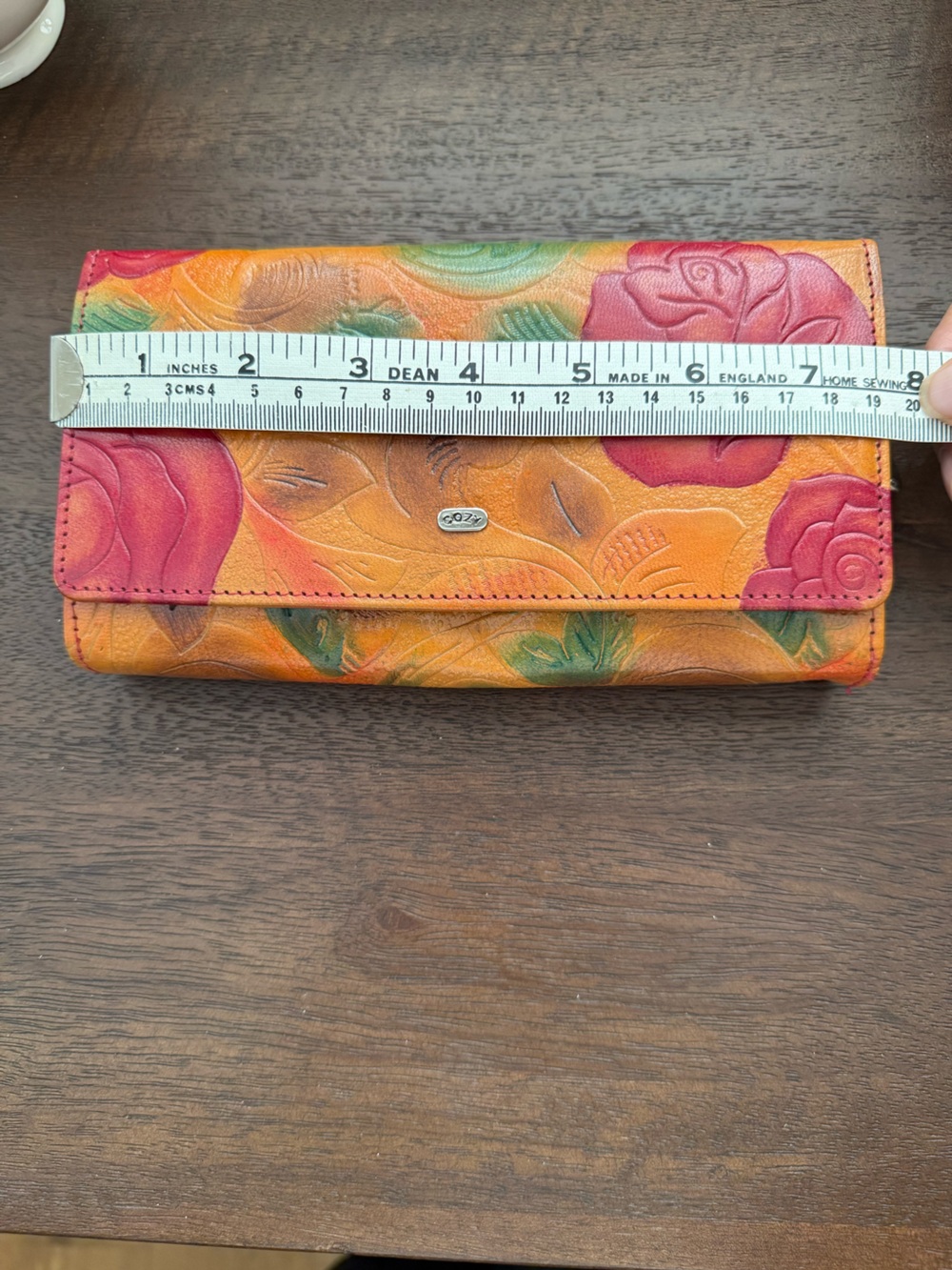 Genuine leather embossed multicolored large wallet by Cozy - Picture 7 of 11